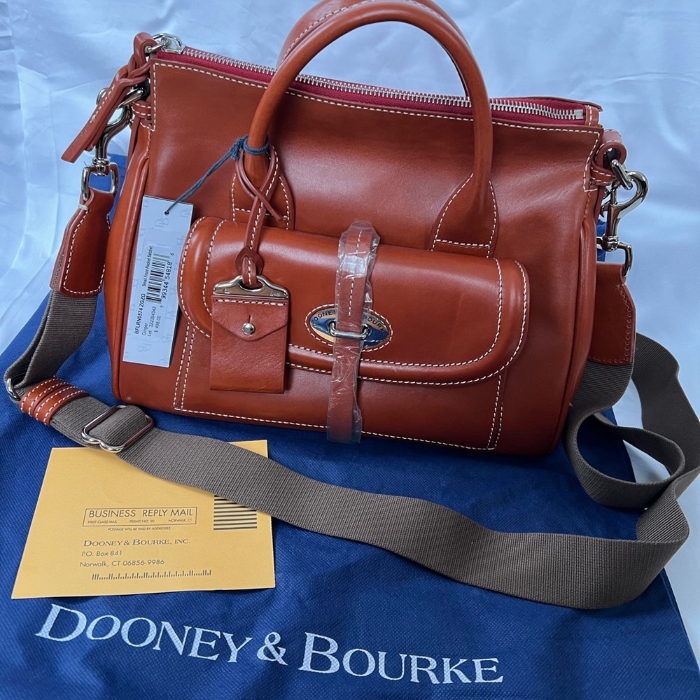 Dooney & Bourke Florentine Toscana Small Front Pocket Leather Satchel Bag Ginger